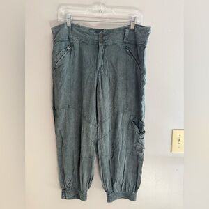 Free People Feeling Good Utility Cargo Jogger Pants Women’s SZ L Turquoise Boho